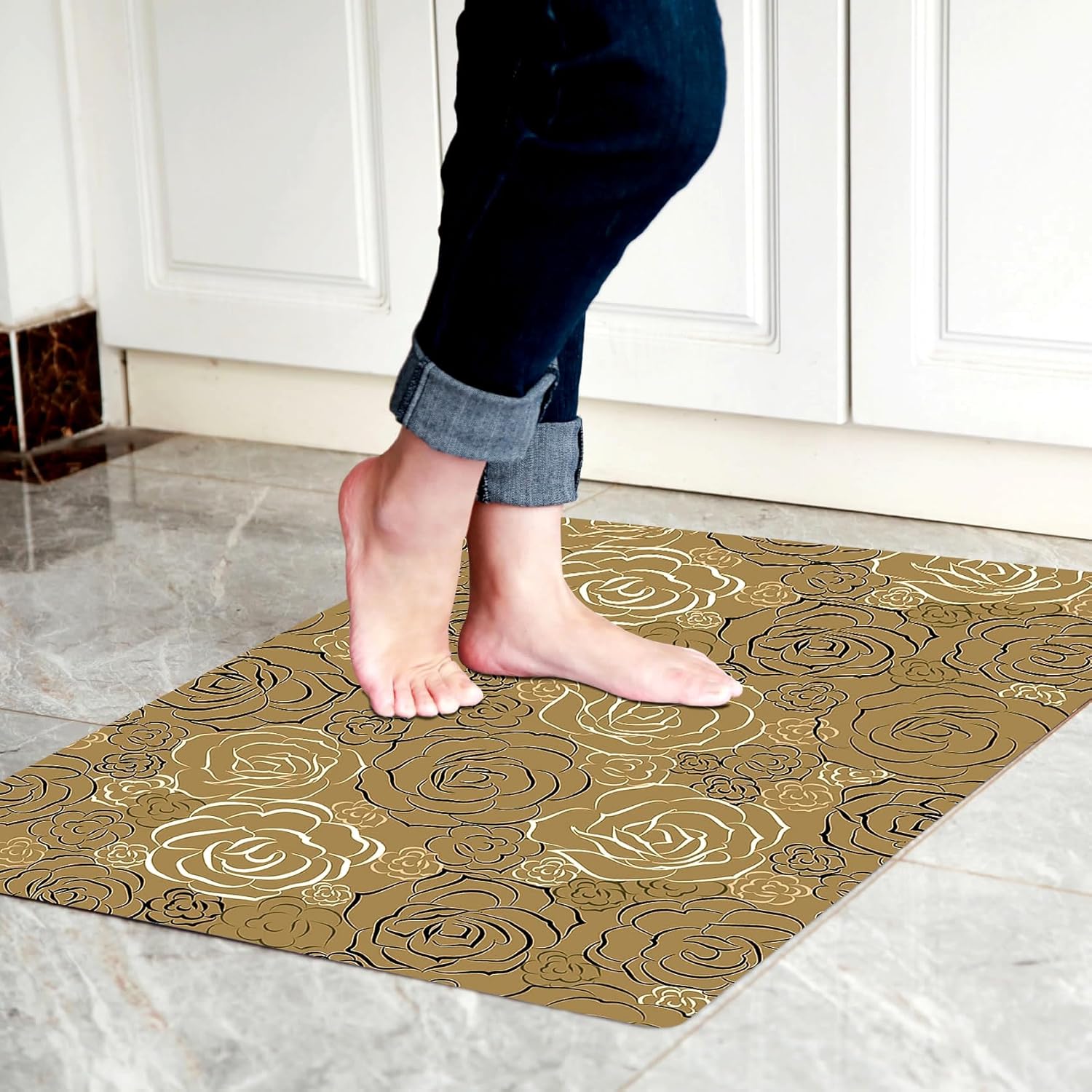 Cosilyt Cosilyt Ultra Thin 24x35 Large Non Slip Waterproof Indoor Door Mat with Multi Leaves Design for Kitchen and Home Use - View 8 of 9