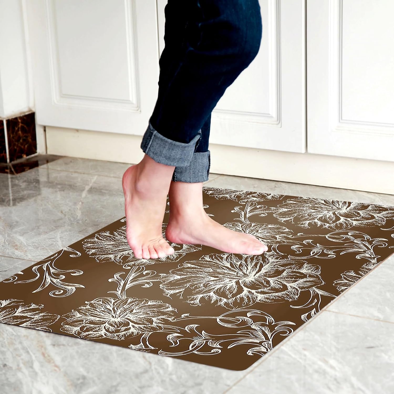 Cosilyt Cosilyt Ultra Thin 24x35 Large Non Slip Waterproof Indoor Door Mat with Multi Leaves Design for Kitchen and Home Use - View 9 of 9