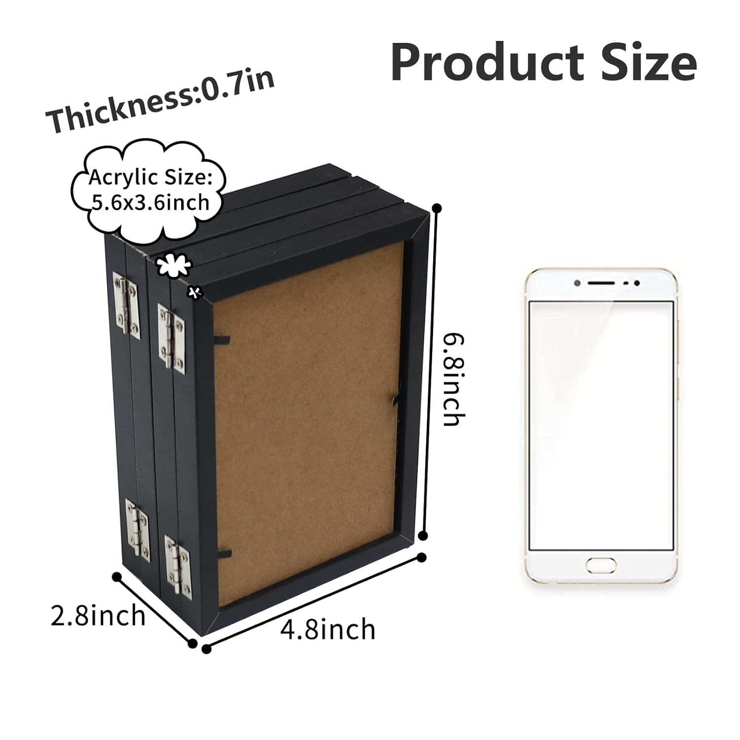 POILKMNI POILKMNI 4 Folding 4x6 Inch Hinged Picture Frame Natural Wood Rustic Desktop Acrylic Frame for Family Photos and Gifts - View 6 of 6