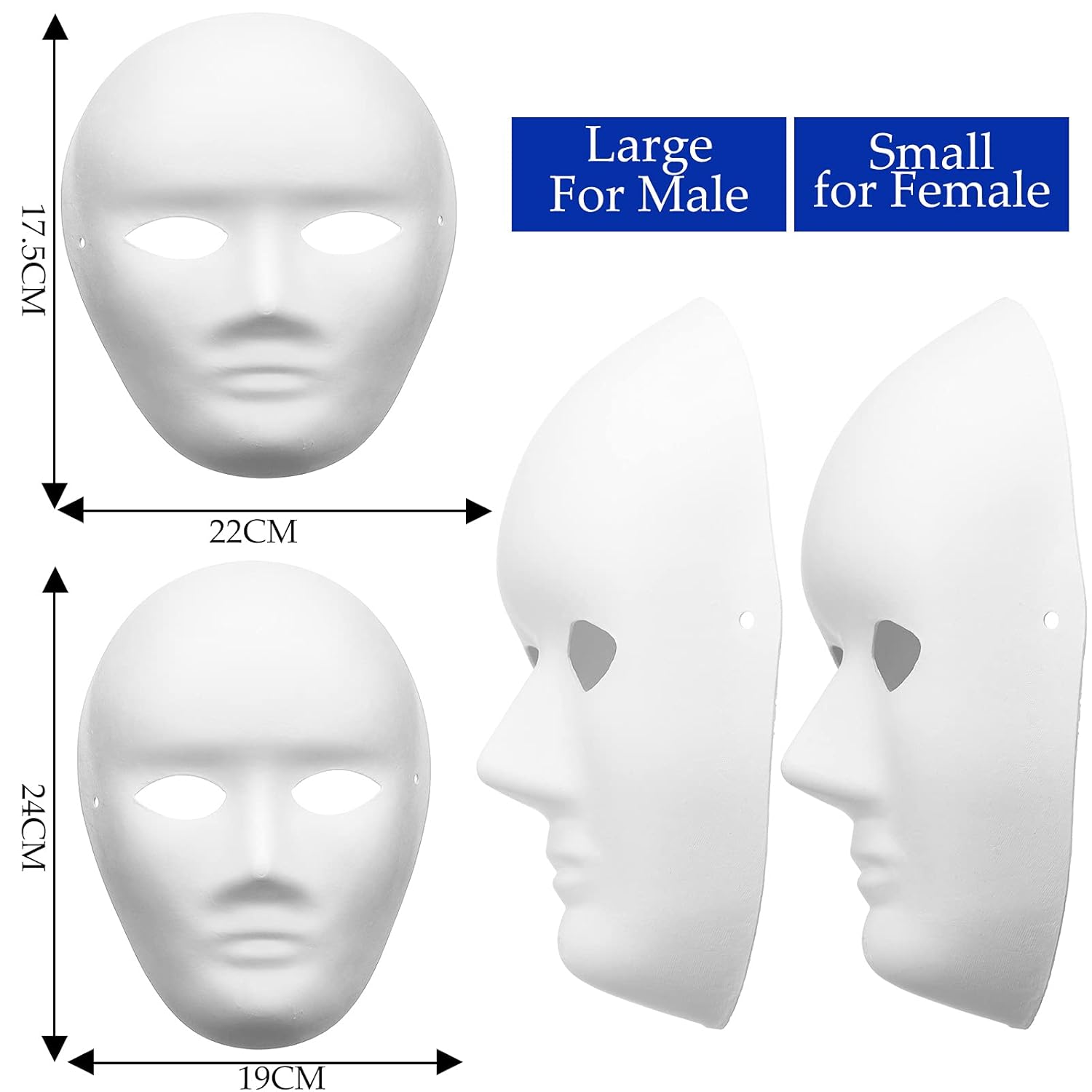 Yilloog Yilloog 72 Pcs Paintable Paper Masks Full Face DIY for Crafts Adults Holiday Art Party Favors 6.8 x 8 Inches 7.5 x 9.5 Inches - View 4 of 4