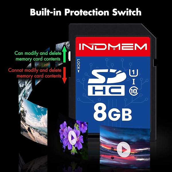Sinobright INDMEM 8GB SD Card 5 Pack UHS-I U1 Class 10 SDHC Flash Memory Card for Digital Cameras Computers and Trail Cameras - View 7 of 8