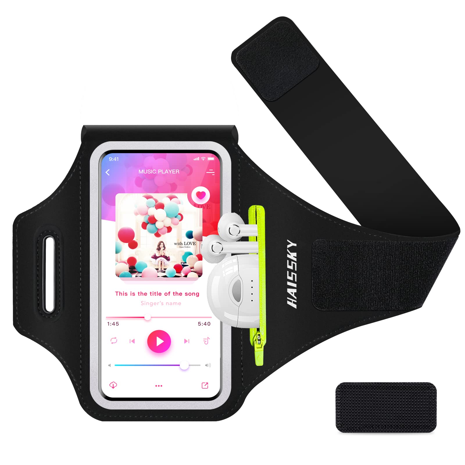 Phone Armband for Running with Zipper Pocket Water Resistant Sport Arm Band for iPhone 16 15 12 11 Pro Galaxy S24 S20 Fits Up to 6.7 Inches - View 7 of 7