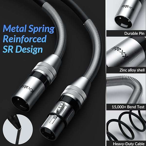 Kxable Premium 200ft XLR to XLR Cable - Heavy Duty 22AWG, Shielded Mic/Speaker Cord with Zinc Alloy Connectors - View 4 of 9