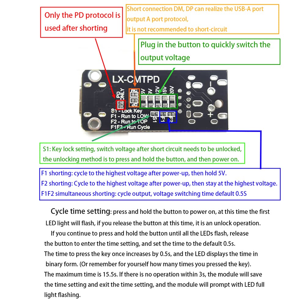 Generic USB-C PD QC Adjustable Voltage Power Trigger Module 5A Type-C Male Input for DC5V 9V 12V 15V 20V Power Supply - View 3 of 8
