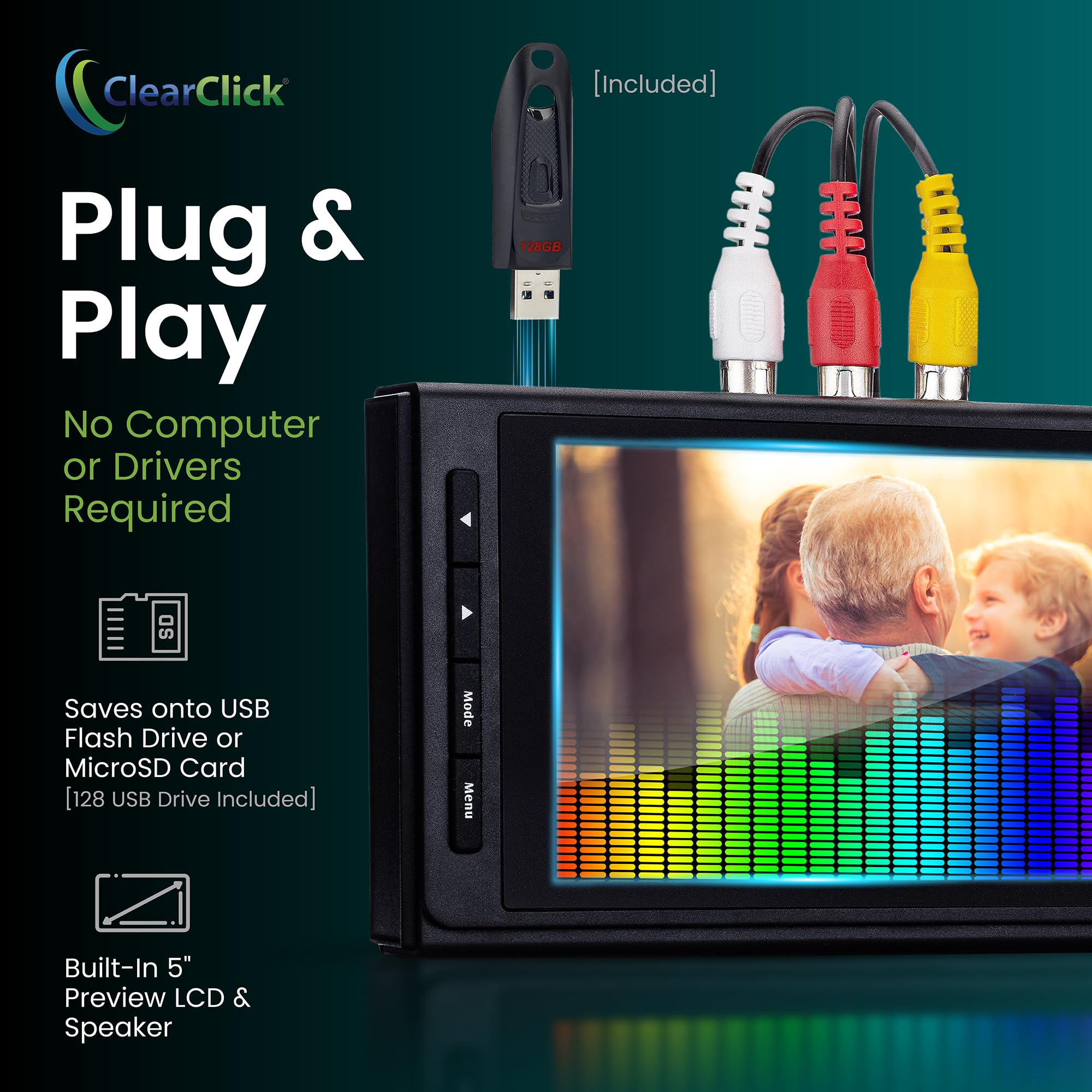 ClearClick ClearClick Video to Digital Converter 3.0 Record Video and Audio from VCR VHS AV RCA Hi8 Camcorder DVD Turntables Cassette Tapes Bundle Edition - View 3 of 5