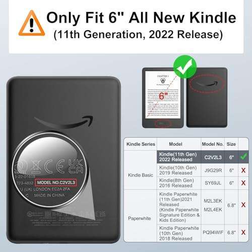 MoKo "MoKo 6" Kindle Case (11th Gen 2024/2022) - Lightweight Auto Wake/Sleep Cover in Black" - View 4 of 10