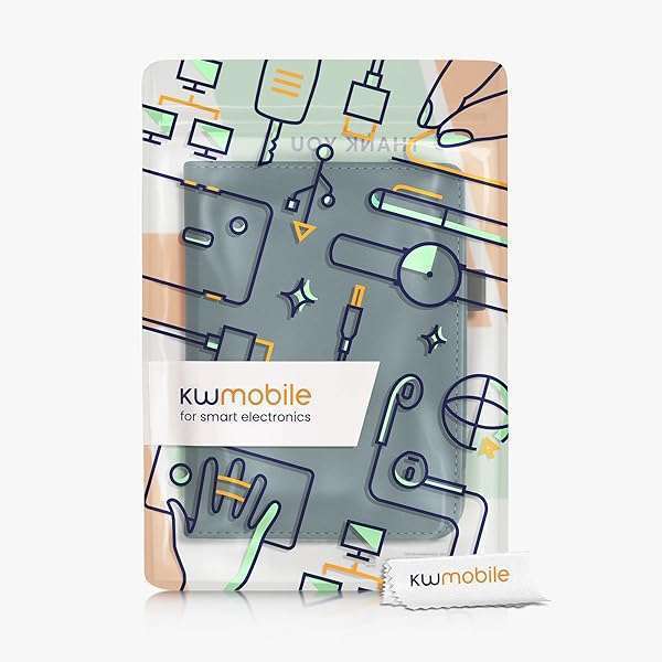 kwmobile KWMobile Faux Nubuck Leather Case for Kobo Clara 2E & Tolino Shine 4 - Stylish Flip Cover in Petrol - View 9 of 11