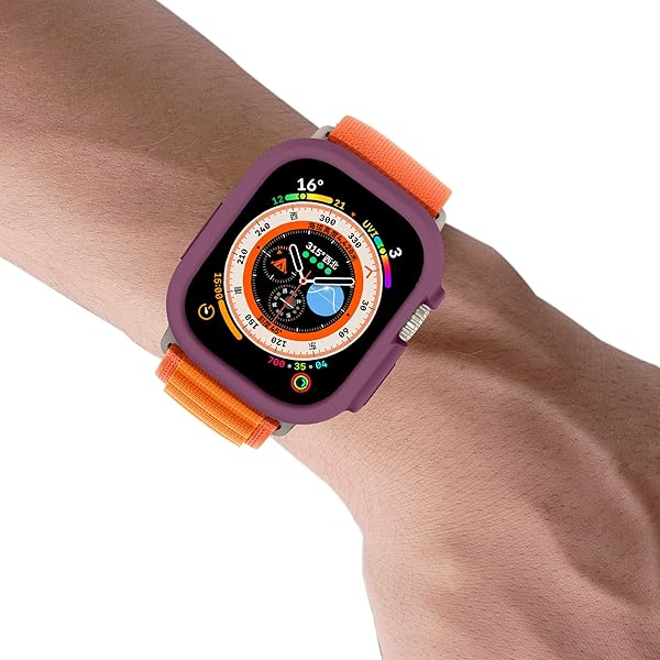 Yrzper Shockproof TPU Silicone Case for Apple Watch Ultra 2 & 49mm - Plum Color, Scratch-Resistant & Durable Protection - View 4 of 10