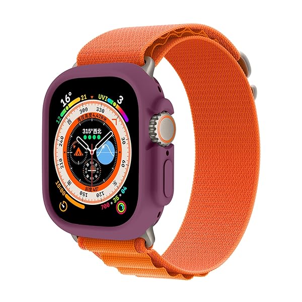 Yrzper Shockproof TPU Silicone Case for Apple Watch Ultra 2 & 49mm - Plum Color, Scratch-Resistant & Durable Protection - View 5 of 10