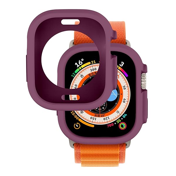 Yrzper Shockproof TPU Silicone Case for Apple Watch Ultra 2 & 49mm - Plum Color, Scratch-Resistant & Durable Protection - View 6 of 10