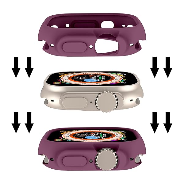 Yrzper Shockproof TPU Silicone Case for Apple Watch Ultra 2 & 49mm - Plum Color, Scratch-Resistant & Durable Protection - View 7 of 10