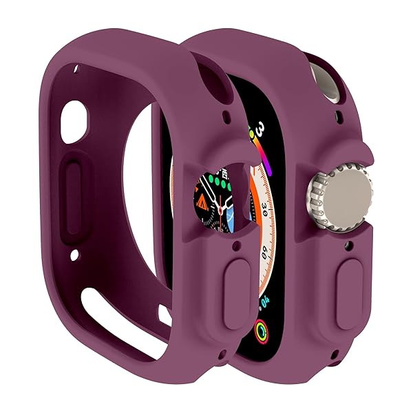 Yrzper Shockproof TPU Silicone Case for Apple Watch Ultra 2 & 49mm - Plum Color, Scratch-Resistant & Durable Protection
