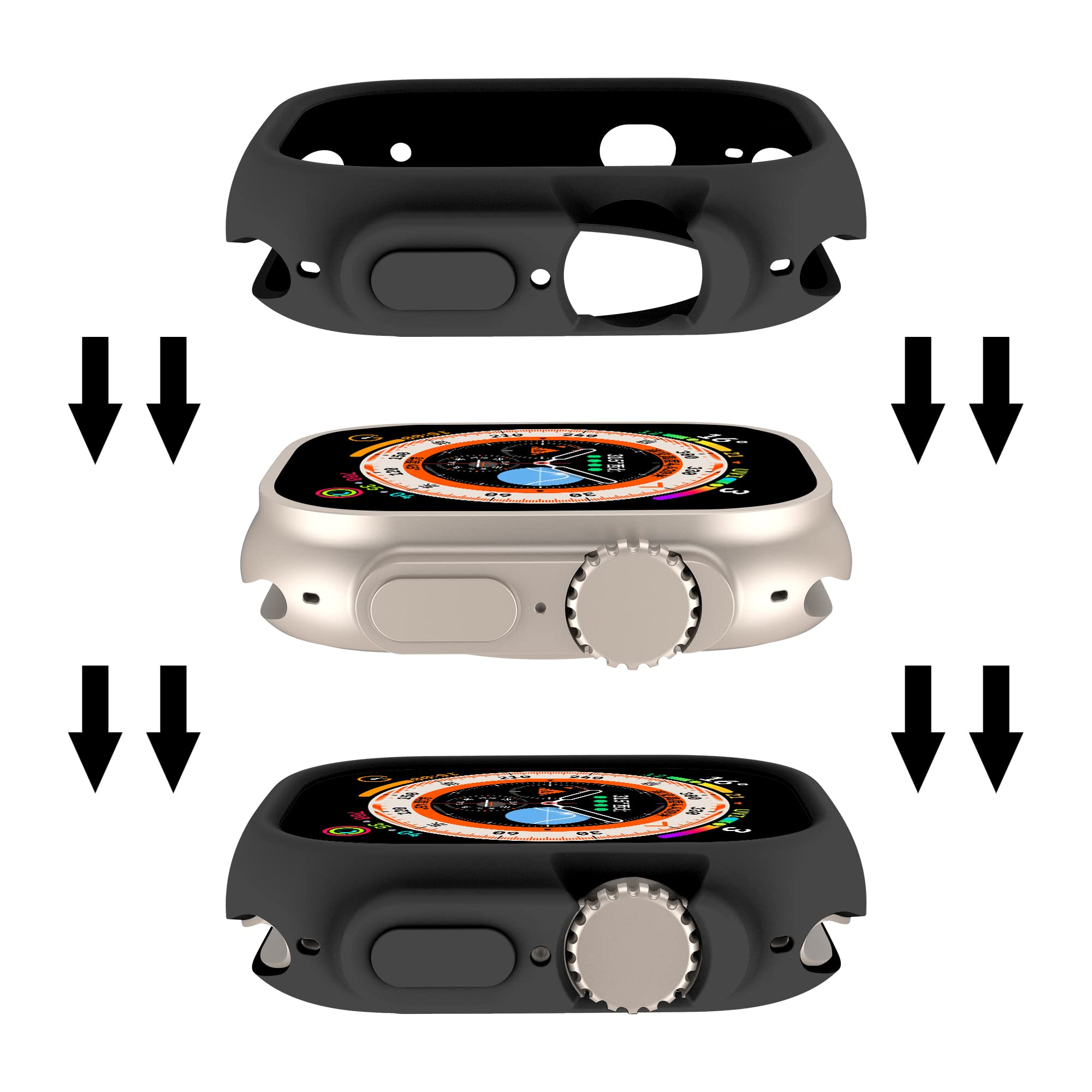 Compatible for Apple Watch Ultra 3 2 1 49mm Case All-Round Shockproof TPU Silicone Protective Cover Bumper Shock-Absorbing Scratch-Resistant Case for - View 8 of 9