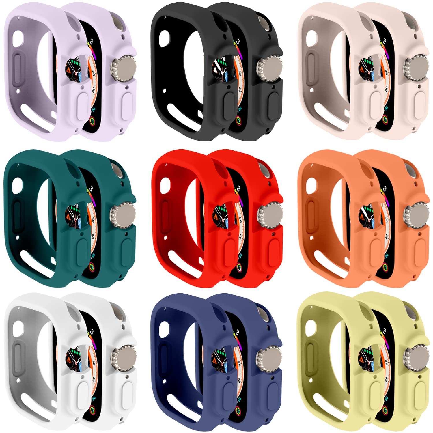 Compatible for Apple Watch Ultra 3 2 1 49mm Case All-Round Shockproof TPU Silicone Protective Cover Bumper Shock-Absorbing Scratch-Resistant Case for