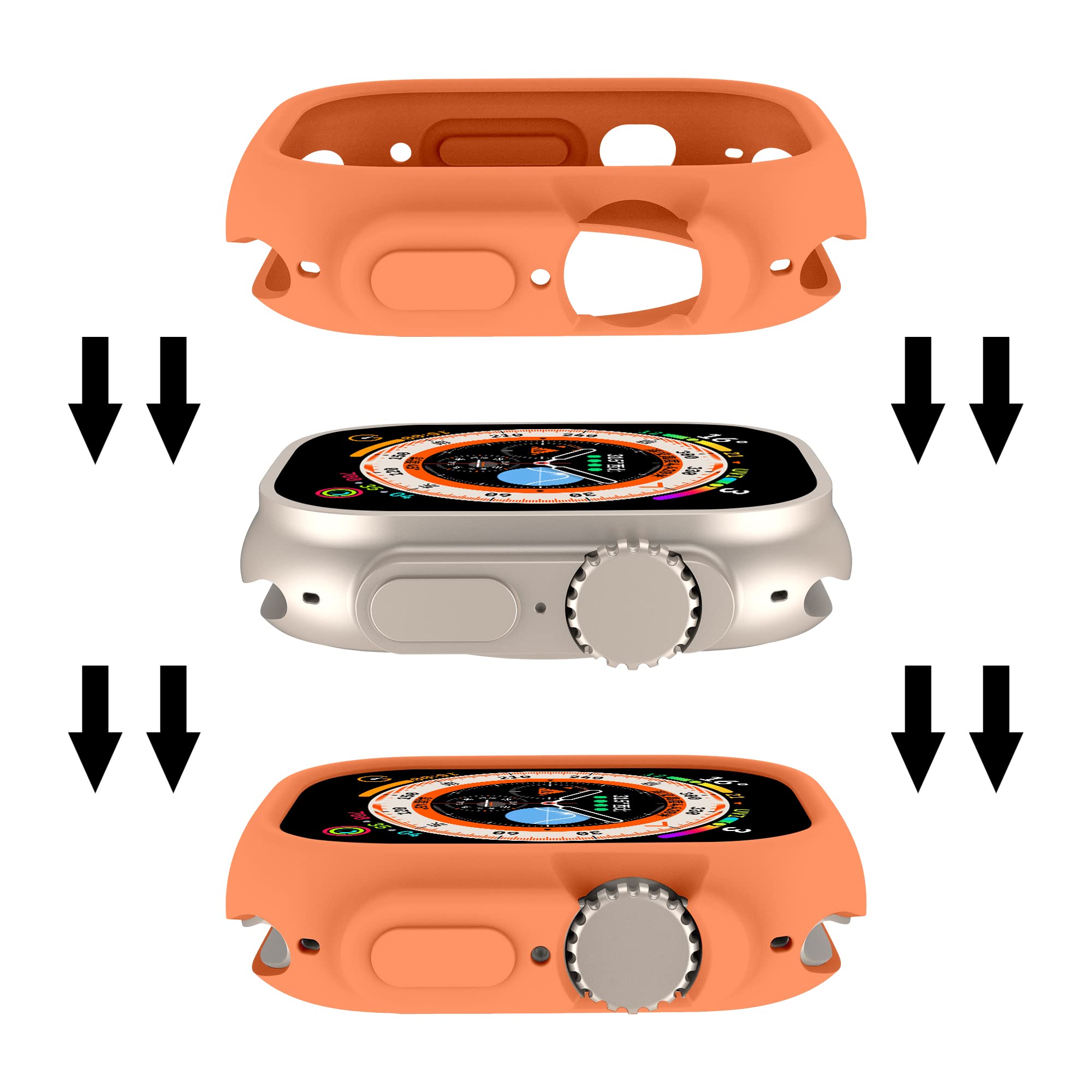 Compatible for Apple Watch Ultra 3 2 1 49mm Case All-Round Shockproof TPU Silicone Protective Cover Bumper Shock-Absorbing Scratch-Resistant Case for - View 5 of 8