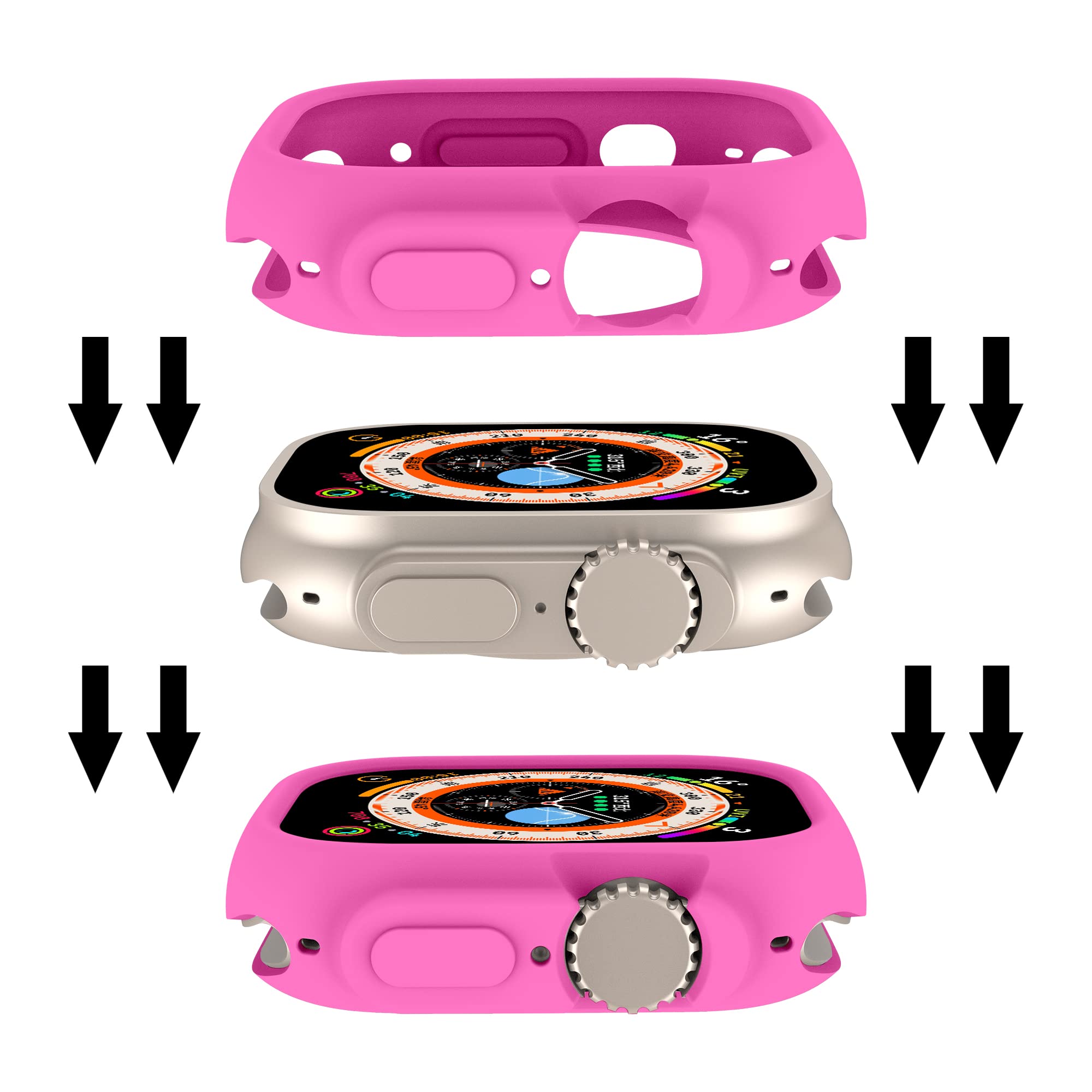 Compatible for Apple Watch Ultra 3 2 1 49mm Case All-Round Shockproof TPU Silicone Protective Cover Bumper Shock-Absorbing Scratch-Resistant Case for - View 7 of 9