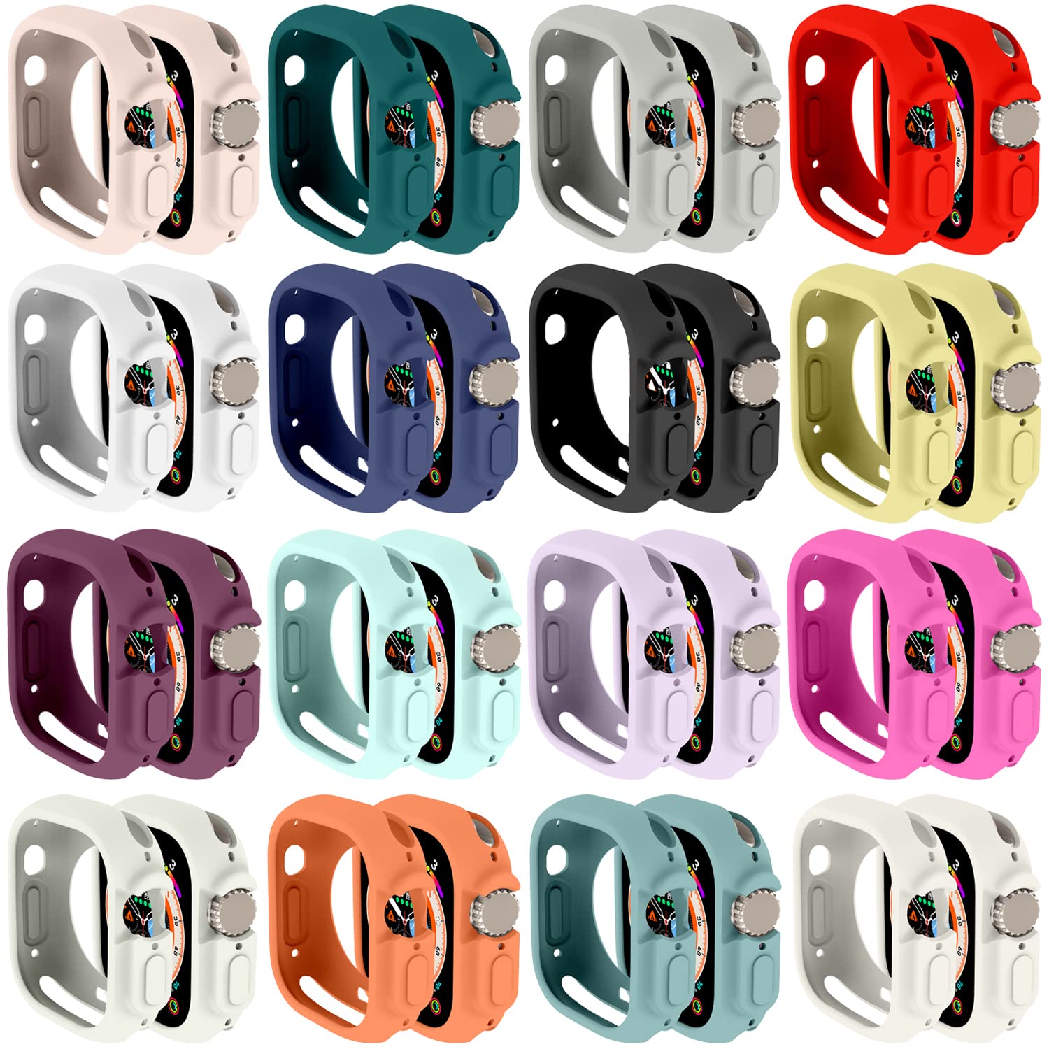 Compatible for Apple Watch Ultra 3 2 1 49mm Case All-Round Shockproof TPU Silicone Protective Cover Bumper Shock-Absorbing Scratch-Resistant Case for