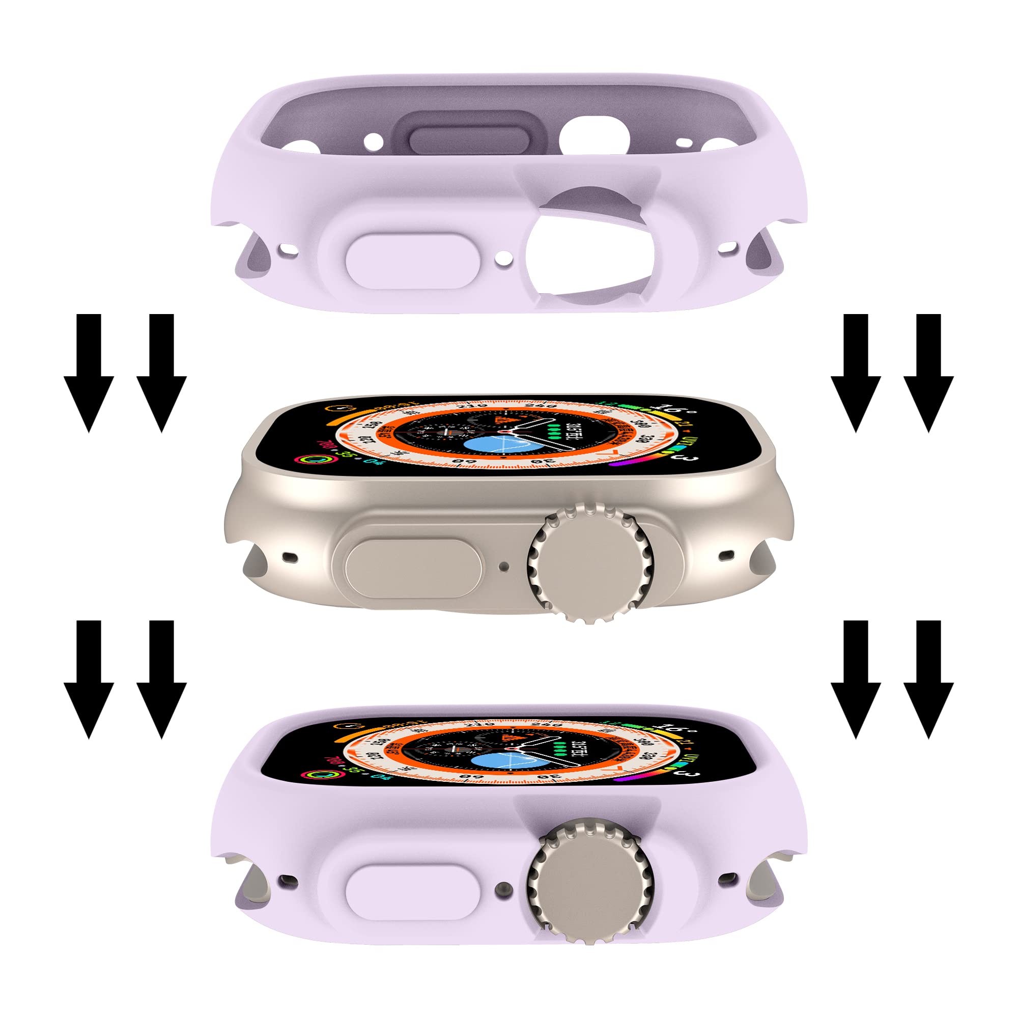 Compatible for Apple Watch Ultra 3 2 1 49mm Case All-Round Shockproof TPU Silicone Protective Cover Bumper Shock-Absorbing Scratch-Resistant Case for - View 5 of 8