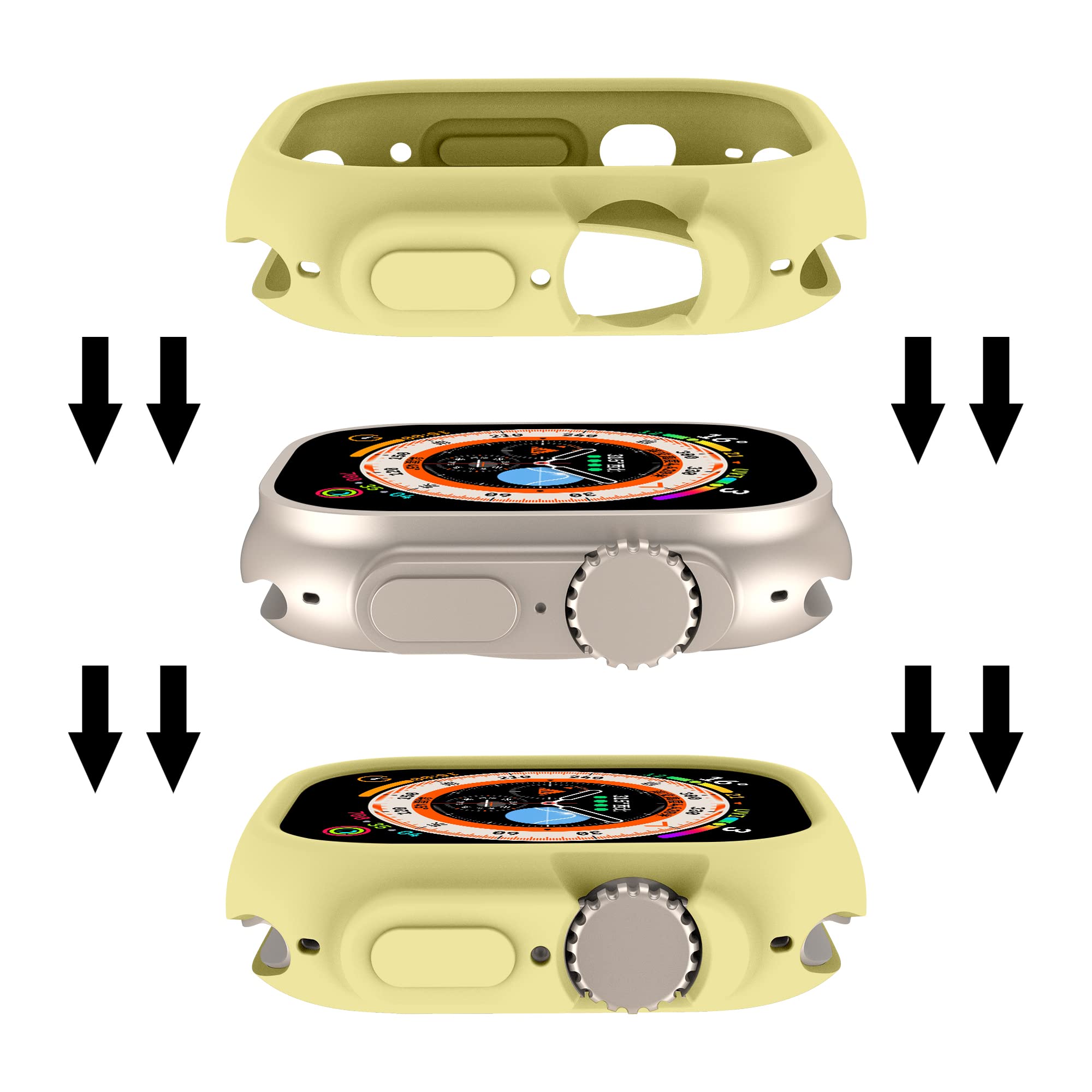 Compatible for Apple Watch Ultra 3 2 1 49mm Case All-Round Shockproof TPU Silicone Protective Cover Bumper Shock-Absorbing Scratch-Resistant Case for - View 5 of 8