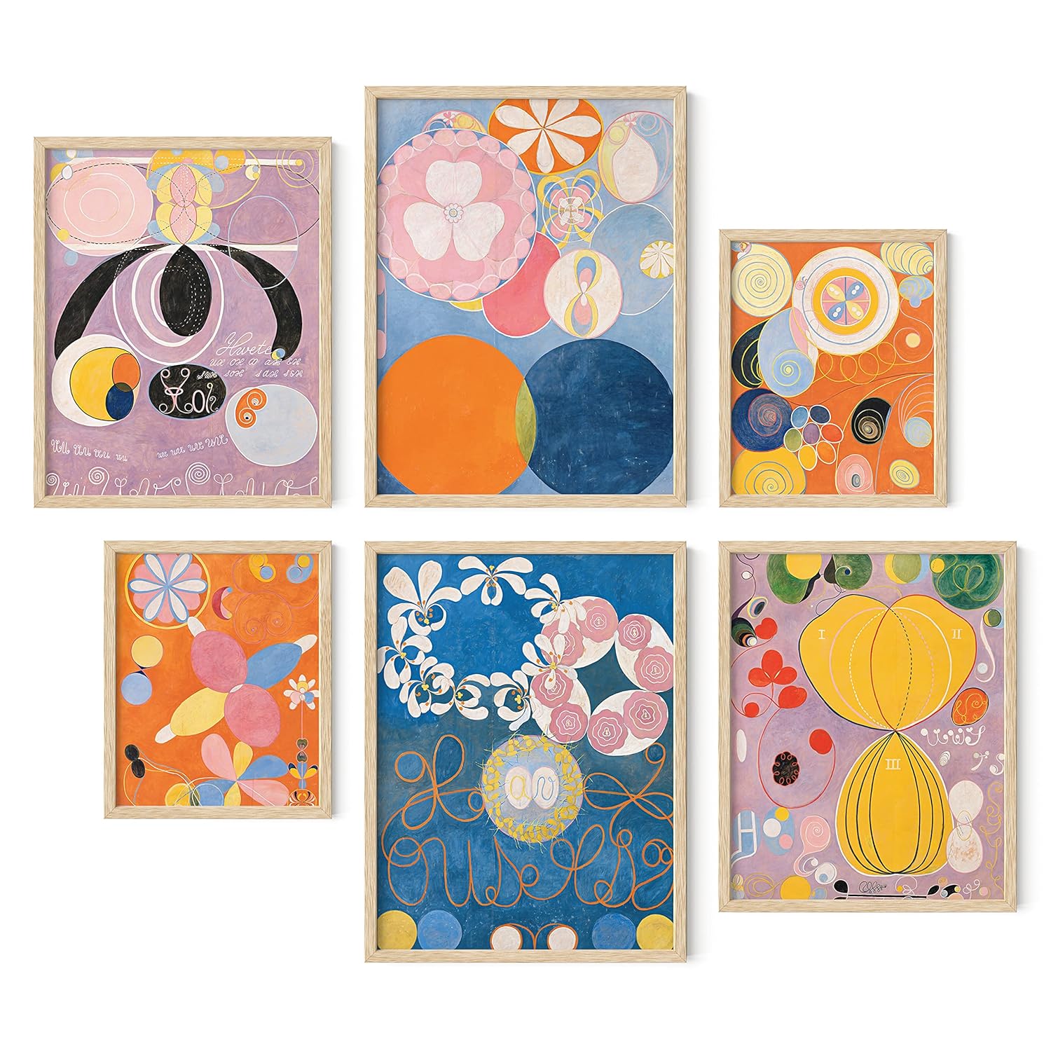 HAUS AND HUES Framed Abstract Wall Art by HAUS AND HUES Colorful Geometric Modern Paintings Set with Beige Frame for Home Decor