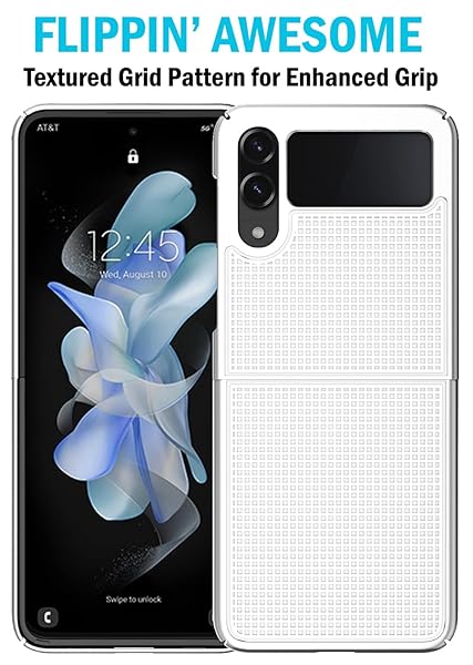 Nakedcellphone Galaxy Z Flip 4 Case with Clip - Slim Hard Shell & Rotating Belt Holster Combo - Pearl White - View 6 of 11