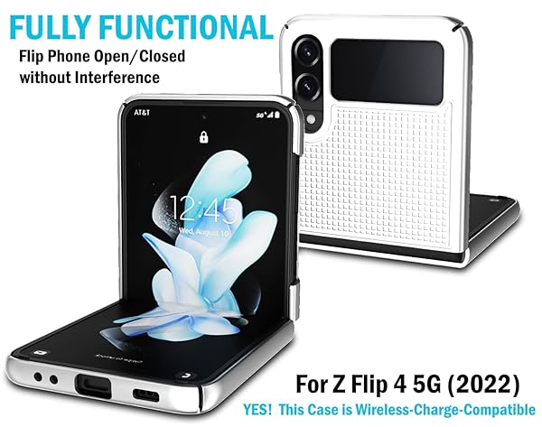 Nakedcellphone Galaxy Z Flip 4 Case with Clip - Slim Hard Shell & Rotating Belt Holster Combo - Pearl White - View 7 of 11