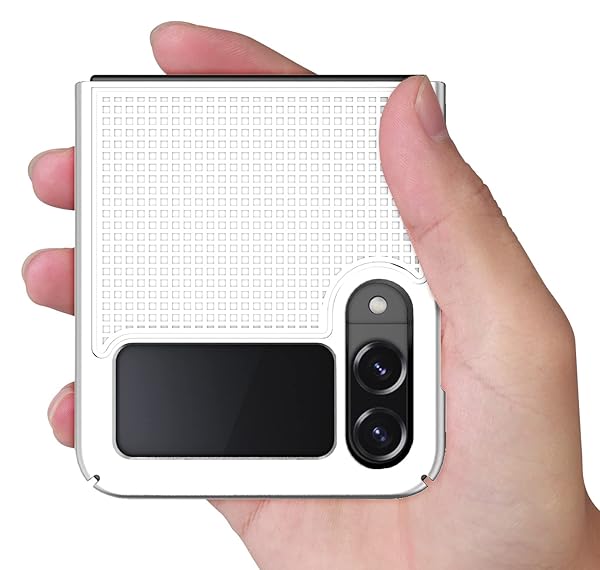 Nakedcellphone Galaxy Z Flip 4 Case with Clip - Slim Hard Shell & Rotating Belt Holster Combo - Pearl White - View 10 of 11