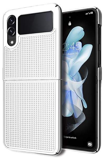 Nakedcellphone Galaxy Z Flip 4 Case with Clip - Slim Hard Shell & Rotating Belt Holster Combo - Pearl White - View 11 of 11