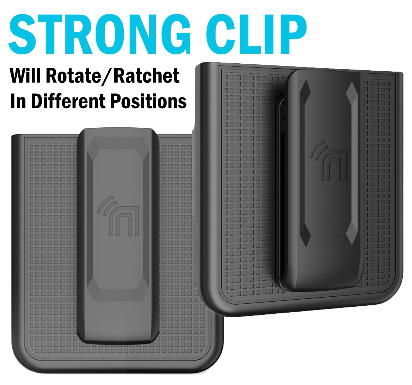 Case with Clip for Galaxy Z Flip 4 5G, Nakedcellphone [Grid Texture] Slim Hard Shell Cover and [Rotating Ratchet] Belt Hip Holster Combo for Samsung - View 2 of 9