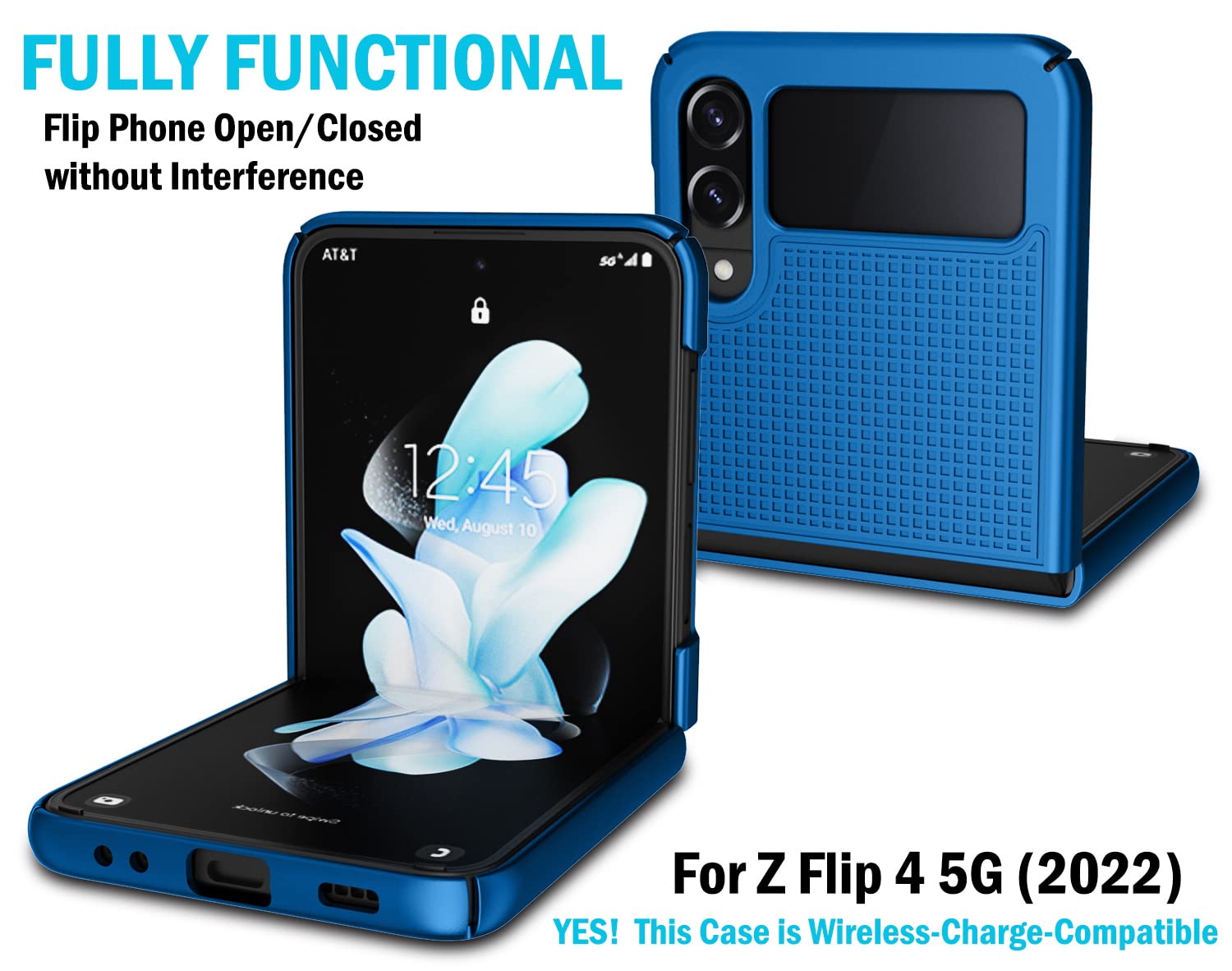 Case with Clip for Galaxy Z Flip 4 5G, Nakedcellphone [Grid Texture] Slim Hard Shell Cover and [Rotating Ratchet] Belt Hip Holster Combo for Samsung - View 5 of 9