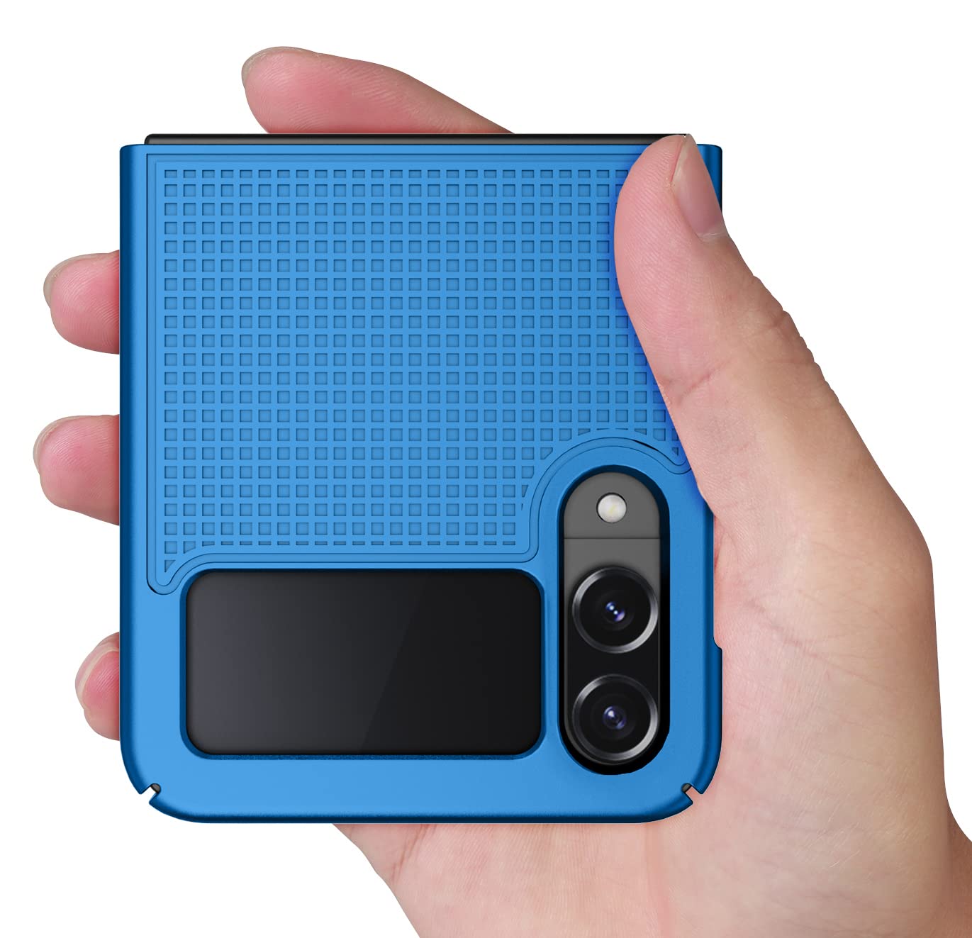 Case with Clip for Galaxy Z Flip 4 5G, Nakedcellphone [Grid Texture] Slim Hard Shell Cover and [Rotating Ratchet] Belt Hip Holster Combo for Samsung - View 8 of 9