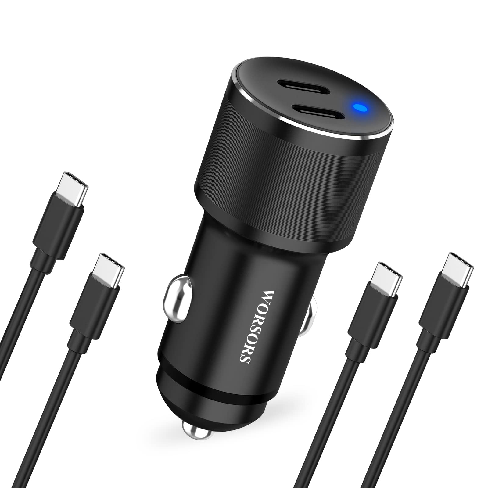 Dual 45W USB C Car Charger, 90W Max Super Fast Charging, All Metal 12V Cigarette Lighter Adapter for iPhone 17 Pro Max 16 15 iPad, Samsung Galaxy S25