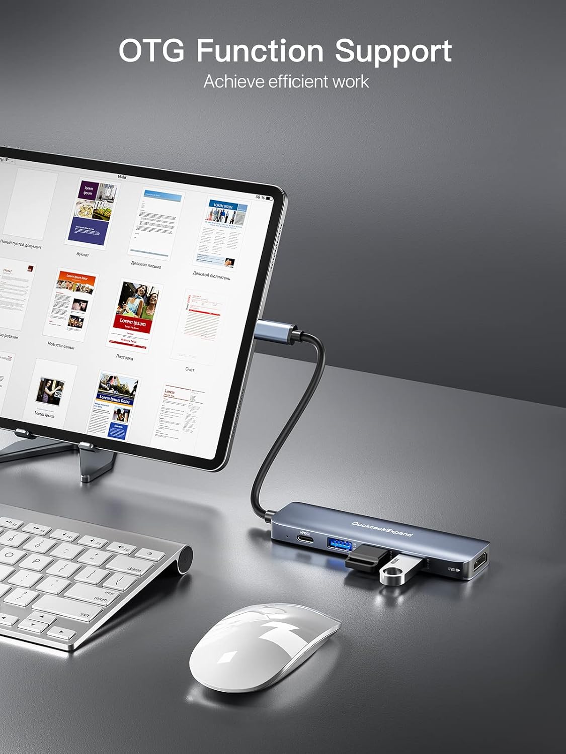 DockteckExpand Dockteck Expand USB C Hub 5 in 1 Multiport Adapter with 4K HDMI and 100W Power Delivery for MacBook Pro Air iPad Pro Air Mini 6 - View 6 of 6