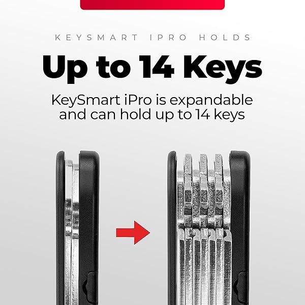 KEY SMART KeySmart iPro: Trackable Keychain Holder with Apple Find My, LED Flashlight & Compact Design for Up to 14 Keys - Black - View 3 of 7