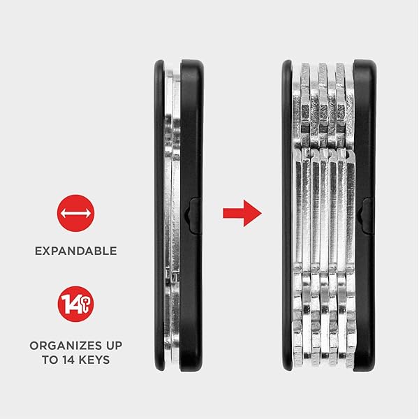 KEY SMART KeySmart iPro: Trackable Keychain Holder with Apple Find My, LED Flashlight & Compact Design for Up to 14 Keys - Black - View 5 of 7