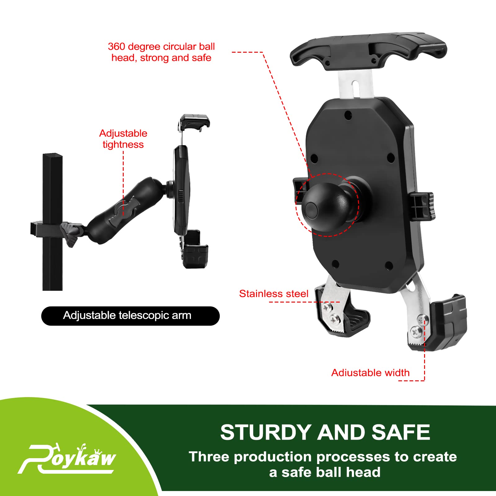 Roykaw Golf Cart Phone Mount Holder Compatible with EZGO Club Car Yamaha, Quick Release and One-Touch Lock One-Handed Pick and Place, Compatible with - View 6 of 8