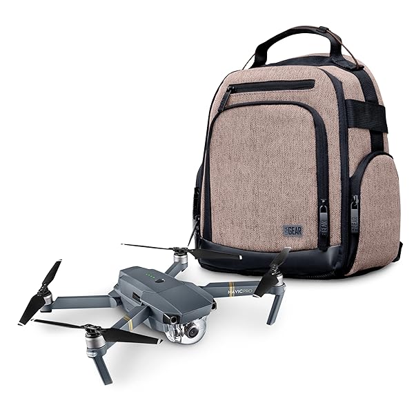 USA Gear Drone Backpack - Drone Case Compatible with DJI Mavic Pro, Spark Mini, Ryze Tello, Yuneec Breeze and More - Customizable Interior, Weather Resistant, Storage for Drone Accessories - Brown