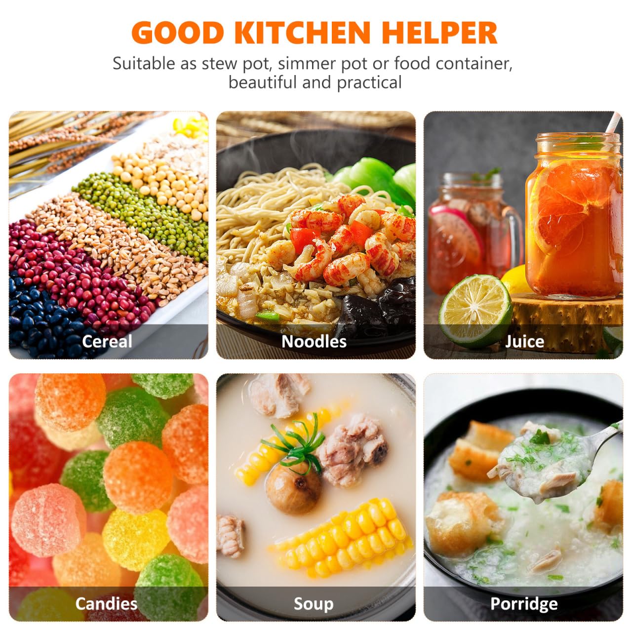 DOITOOL DOITOOL 1.5L Simmer Pot for Stove Heat Resistant Cooking Pot with Lid and Handle Clear Glass Pot for Pasta Soup Milk Baby Food - View 5 of 9