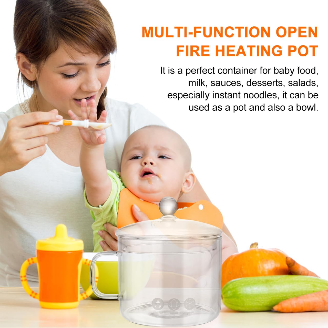 DOITOOL DOITOOL 1.5L Simmer Pot for Stove Heat Resistant Cooking Pot with Lid and Handle Clear Glass Pot for Pasta Soup Milk Baby Food - View 6 of 9