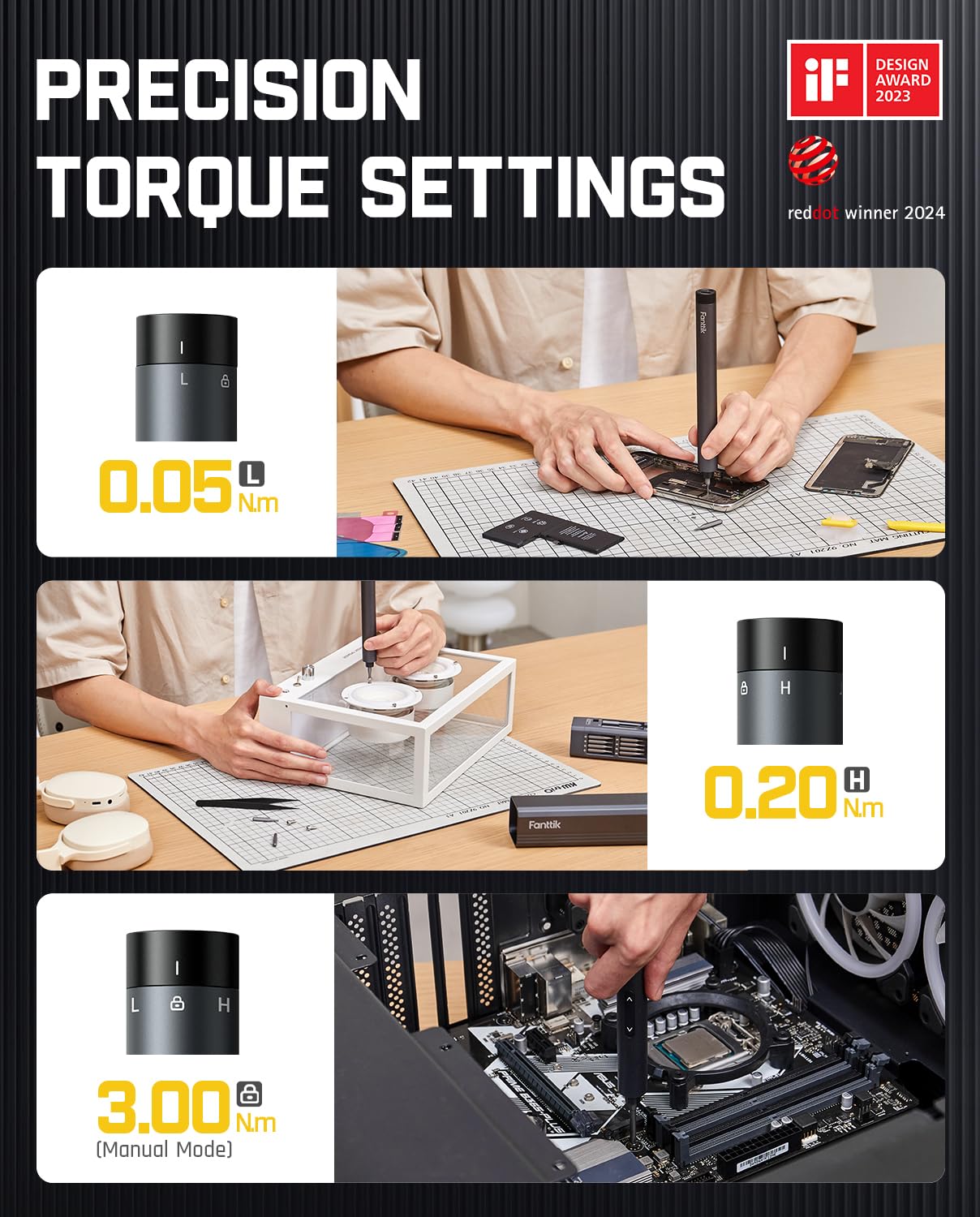 Fanttik Fanttik E1 Max 3.7V Electric Screwdriver, Mini Precision Screwdriver Set, 50 Magnetic Bits, Magnetic Storage, 5/32â€˜â€™Hex, Repair Tool Kit for Electronics Phone Camera Laptop Watch (Grey) - View 2 of 8