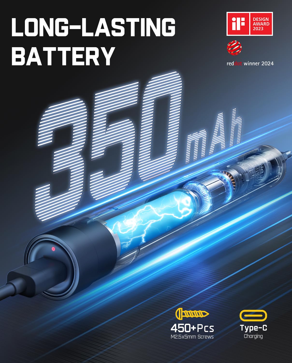 Fanttik Fanttik E1 Max 3.7V Electric Screwdriver, Mini Precision Screwdriver Set, 50 Magnetic Bits, Magnetic Storage, 5/32â€˜â€™Hex, Repair Tool Kit for Electronics Phone Camera Laptop Watch (Grey) - View 6 of 8