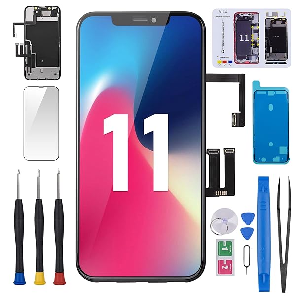 BESJMYT BESJMYT for iPhone 11 Screen Replacement 6.1&amp;quot; with Ear Speaker Sensor Full Assembly Kit 3D Touch LCD Display Digitizer Fix Tools with HD Glass Protector Front Earpiece Screws Repair A2111 A2223 A2221