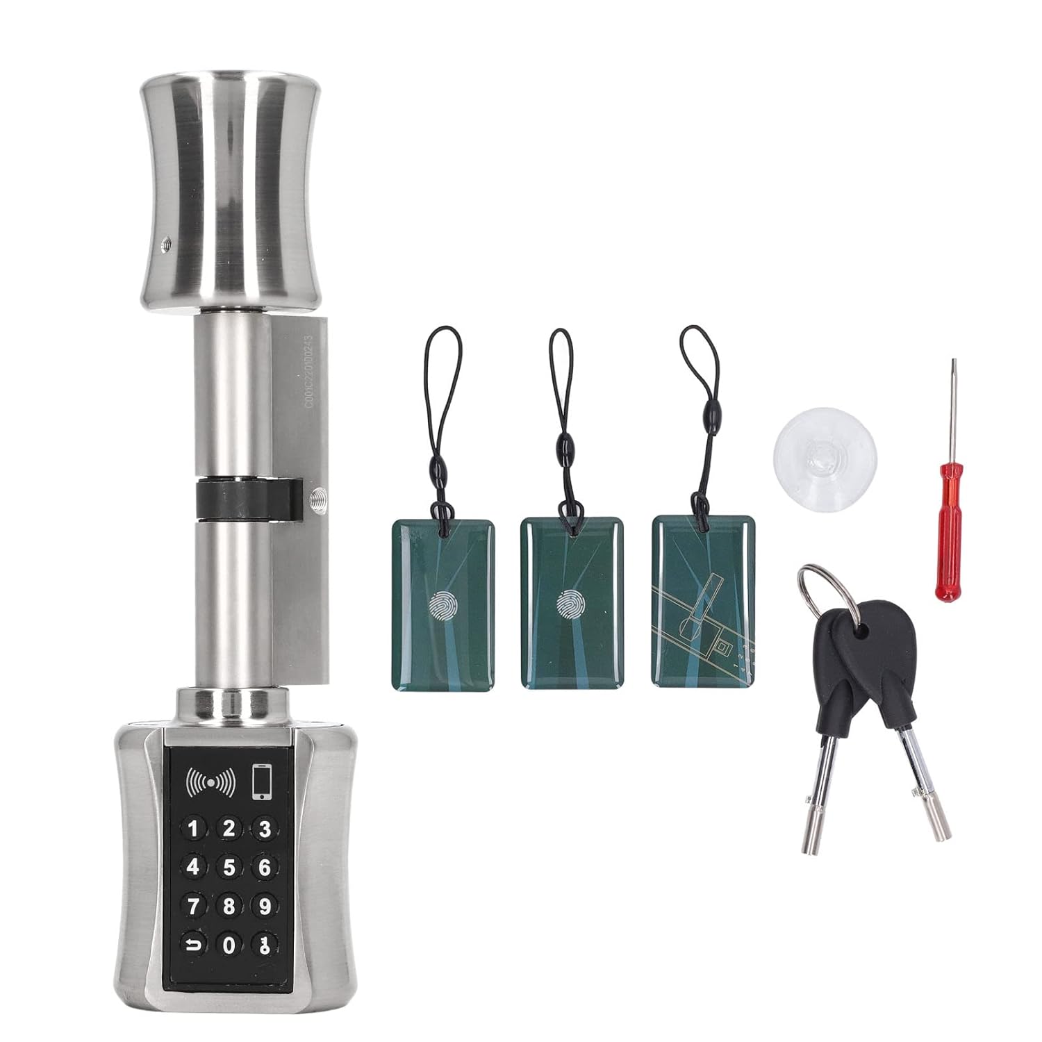 Sonew Smart Door Lock Stainless Steel Brass Low Consumption Keyless Cylinder Lock for Wooden Iron Security Doors with Emergency Interface