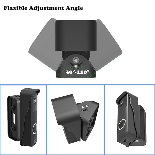 Fieybirt Blink Doorbell Mount, Adjustable Angle Mount Kit (up to 110 Degrees Tilt) for Blink Video Doorbell, Wide Viewing Range Left/Right Adjustable Blink Corner Mount with Mounting Cover (Black) - View 8 of 8