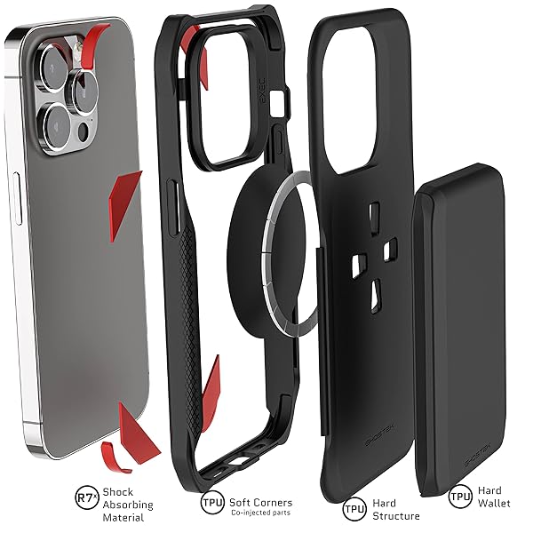 Ghostek Ghostek EXEC iPhone 14 Case Wallet with MagSafe Magnetic Card Holder Premium Cover for 2022 iPhone 14 Black - View 9 of 11