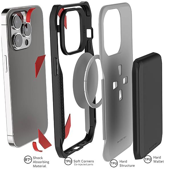 Ghostek Ghostek EXEC iPhone 14 Wallet Case with MagSafe Magnetic Card Holder for 2022 Apple iPhone 14 Gray Protective Cover - View 9 of 11