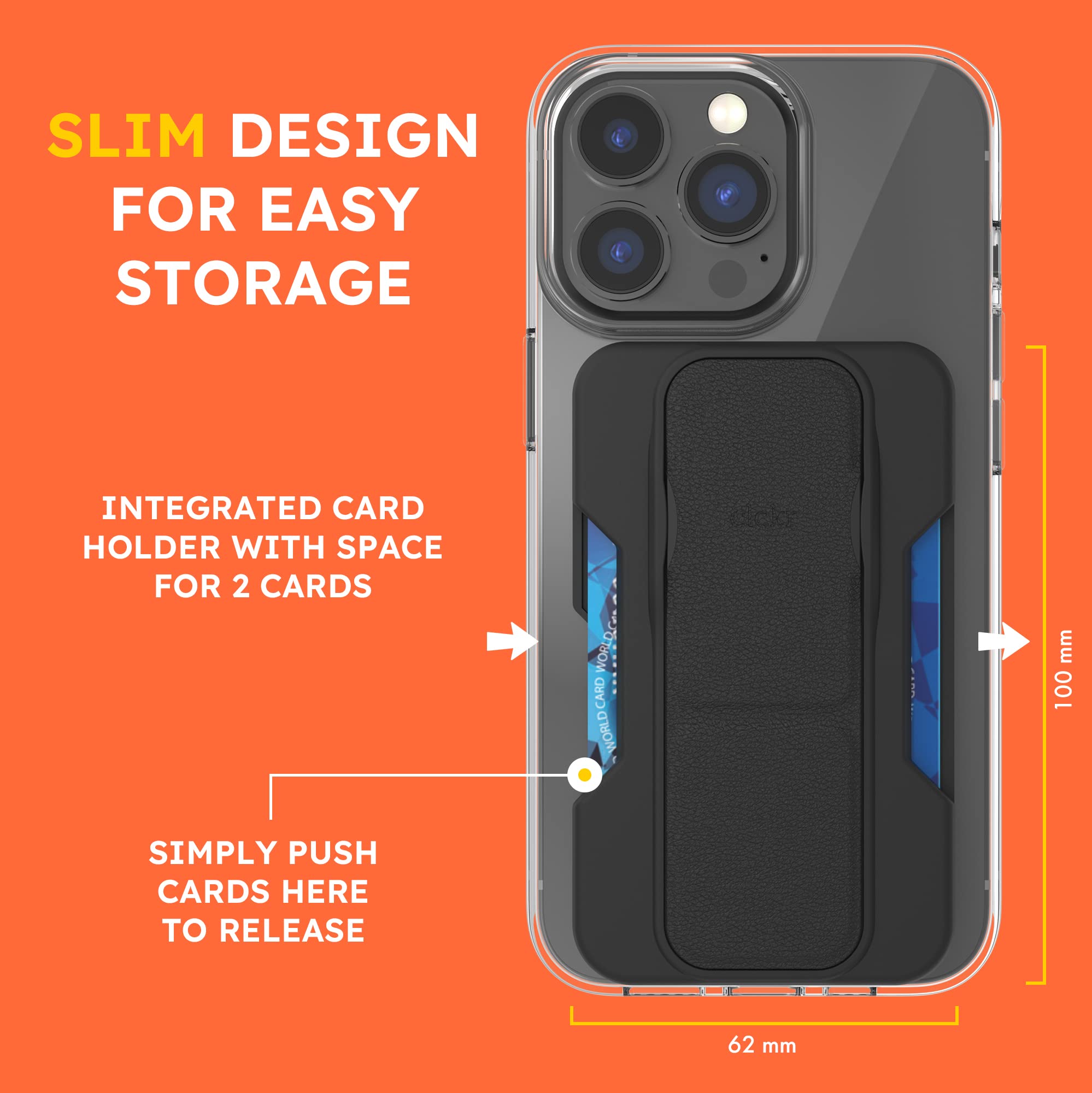 CLCKR Phone Holder and Wallet for MagSafe, Magnetic Stand and Card Holder, Drop Prevention, Designed for iPhone 16, 15, 14, 13, 12, Pro, Max, Plus - View 2 of 6