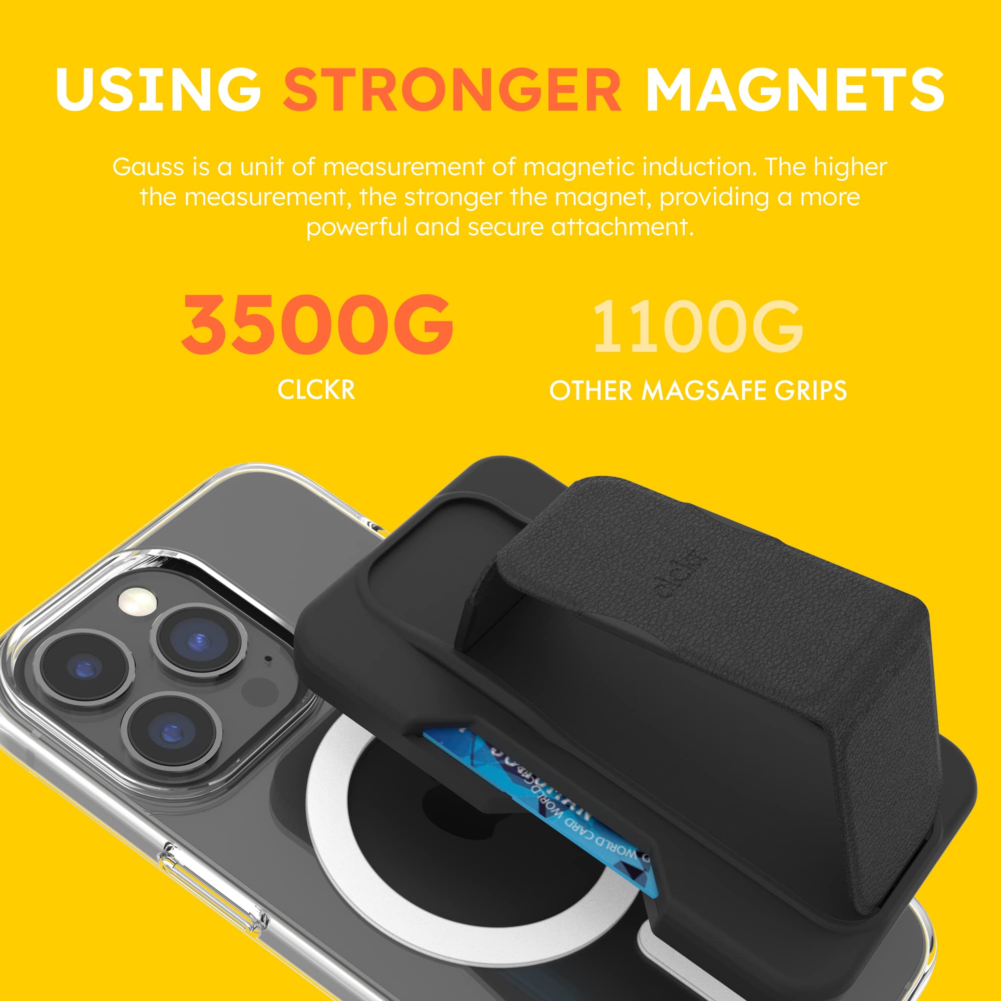 CLCKR Phone Holder and Wallet for MagSafe, Magnetic Stand and Card Holder, Drop Prevention, Designed for iPhone 16, 15, 14, 13, 12, Pro, Max, Plus - View 4 of 6