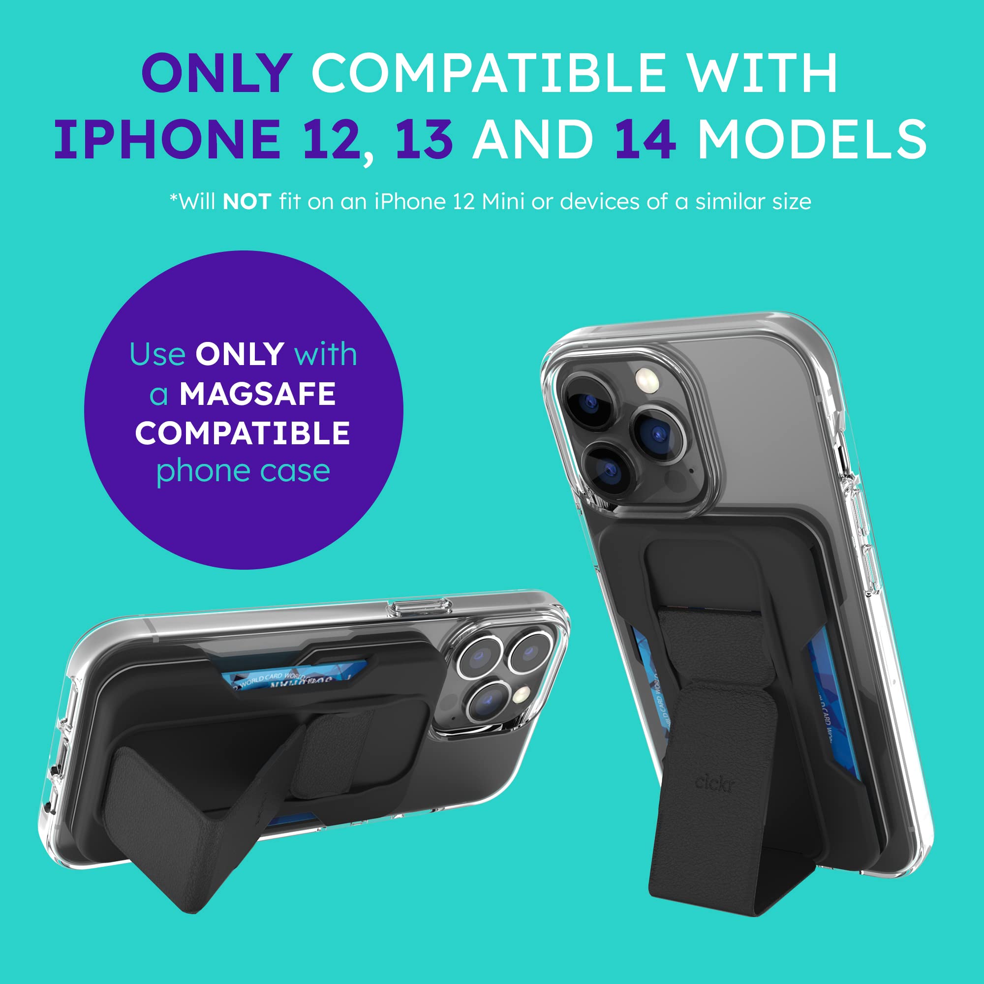 CLCKR Phone Holder and Wallet for MagSafe, Magnetic Stand and Card Holder, Drop Prevention, Designed for iPhone 16, 15, 14, 13, 12, Pro, Max, Plus - View 5 of 6