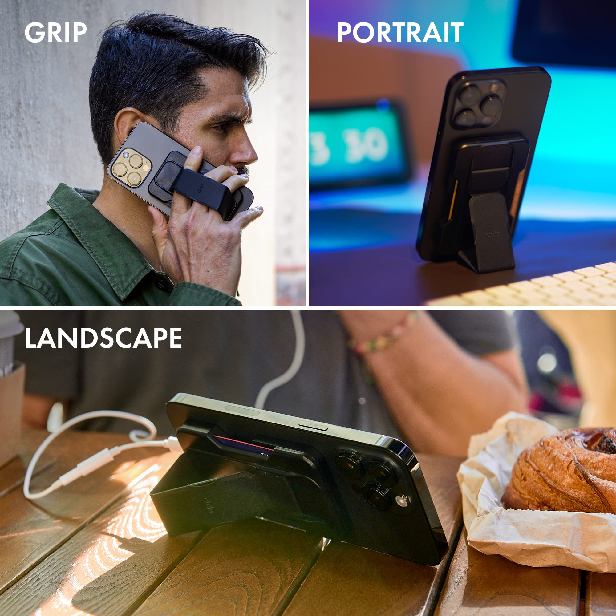 CLCKR Phone Holder and Wallet for MagSafe, Magnetic Stand and Card Holder, Drop Prevention, Designed for iPhone 16, 15, 14, 13, 12, Pro, Max, Plus - View 6 of 6